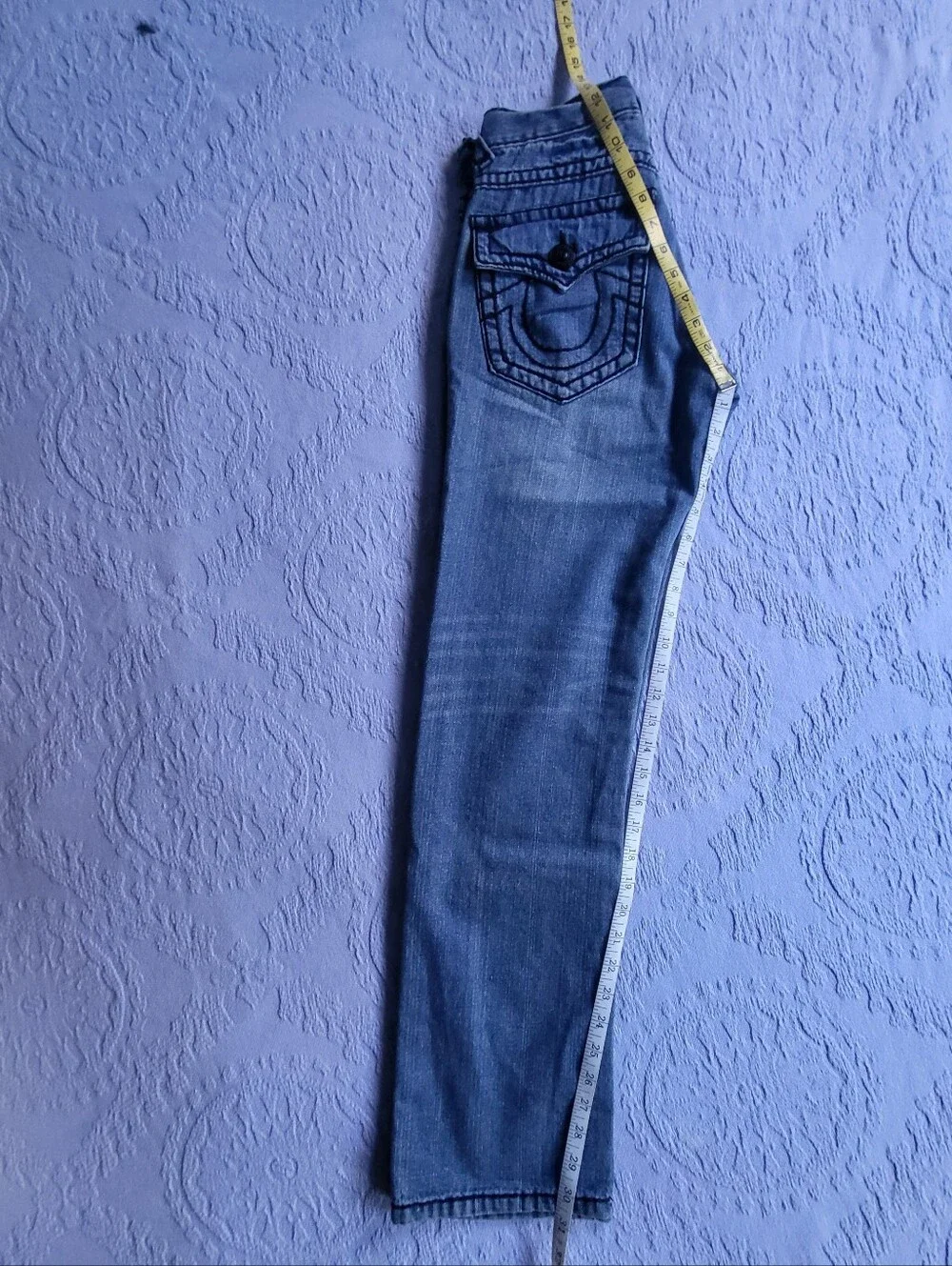 True Religion Rainbow Billy Jeans 28 Made in USA Light Wash Y2K NWOT